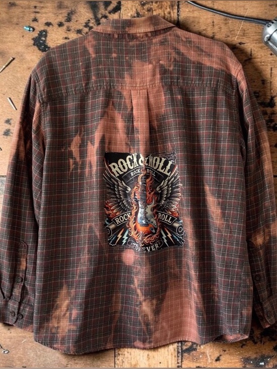 Woolrich Other - Woolrich Reworked Flannel Rock & Roll Guitar Graphic XL